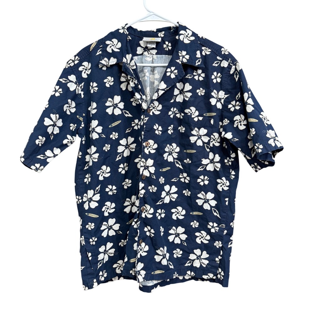 Enzi Hawaiian Shirt Men's‎ Medium Floral Print Short Sleeve USA Made